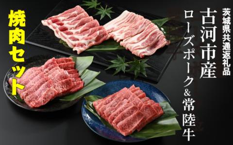 古河市産ローズポーク＆常陸牛『焼肉セット』〈茨城県共通返礼品〉 | 肉 牛肉 豚肉 国産 茨城県 古河市 ブランド 冷凍  BBQ  焼肉 小分け 食べ比べ バラ 牛バラ 豚バラ カルビ ロース 牛モモロース 肩ロース 豚肩ロース 食べくらべ  食べ比べ バラ セット 詰め合わせ  バラエティギフト 贈答 贈り物 お中元 お歳暮 プレゼント 茨城県 古河市 直送 産地直送 送料無料 _AD10