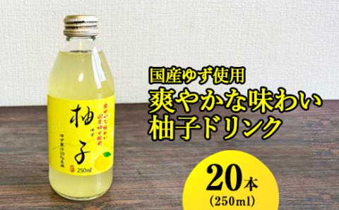 国産ゆず使用爽やかな味わい柚子ドリンク　250ml×20本入 ※着日指定不可 | ドリンク ゆず ユズ 柚子 ジュース びん ビン 飲料 取り寄せ お取り寄せ ご家庭用 手土産 美味しい すっきり ギフト 厳選 贈答 贈り物 お中元 夏ギフト プレゼント 茨城県 古河市 送料無料 _EG02