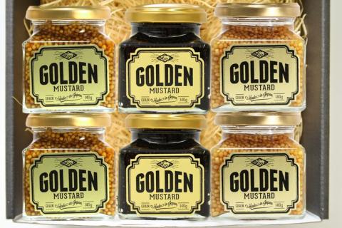 ゴールデンマスタード　ギフトBOX6点セット（ゴールド・ブラック・マーレ）各140g ｜ 調味料 マスタード からし 洋からし おいしい ギフト 贈答 贈り物 プレゼント 記念日 記念品 ご褒美 お祝 お中元 お歳暮 詰め合わせ 食べ比べ 茨城県 古河市 _DS02