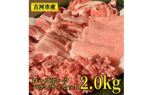 古河市産ローズポークバラエティセット2.0ｋｇ【全国銘柄食肉コンテストで最優秀賞を受賞】| 肉 豚肉 ブランド 冷凍  BBQ 小分け 食べ比べ 食べくらべ ロース 肩ロース ひき肉 切り落とし セット商品 焼肉 ハンバーグ  詰め合わせ  ギフト 贈答 贈り物 お中元 お歳暮 プレゼント 茨城県 古河市 直送 産地直送 送料無料 _AD01