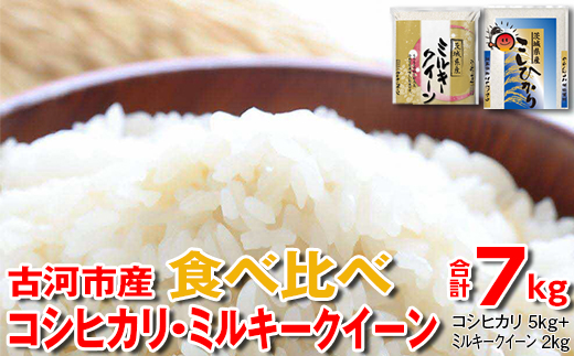 [新米]令和6年産 古河市産 食べ比べ コシヒカリ5kg+ミルキークイーン2kg 合計7kg | 米 こめ コメ 7キロ 精米 食べ比べ 食べくらべ こしひかり コシヒカリ ミルキークイーン みるきーくいーん 古河市産 茨城県産 贈答 贈り物 プレゼント 茨城県 古河市 直送 産地直送 送料無料 _DP27