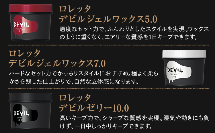 ロレッタ デビル ジェル ワックス 7.0 240g《30日以内に出荷予定(土日祝除く)》茨城県 結城市 化粧品 ヘアワックス メンズ スタイリング loretta【配送不可地域あり】（沖縄・離島）---yuki_s_30_240g---