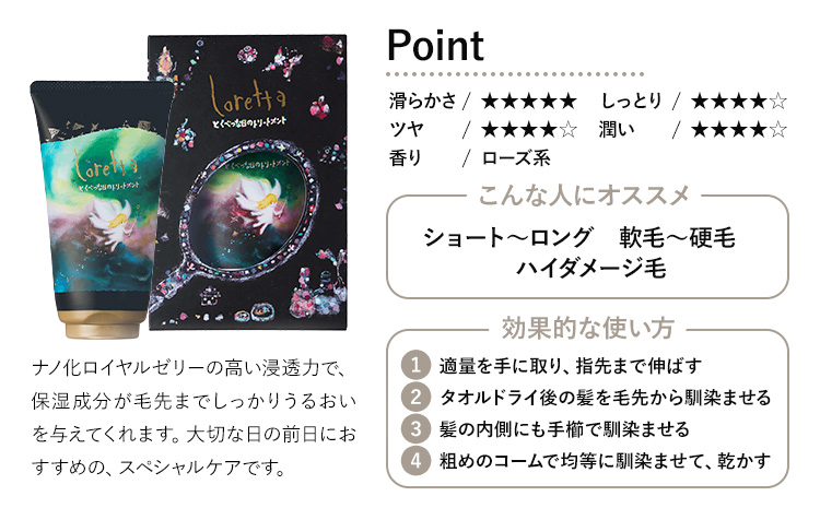 トリートメント ロレッタ とくべつな日のトリートメント 150g 《30日以内に出荷予定(土日祝除く)》茨城県 結城市 化粧品 ヘア ヘアケア loretta ショート ロング トリートメント【配送不可地域あり】 ---yuki_s_38_150g---