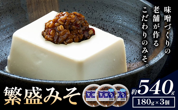 秋葉糀味噌醸造 繁盛みそ 3個 味噌 みそ 株式会社TMO結城 《30日以内に出荷予定(土日祝除く)》 茨城県 結城市 なめみそ お味噌---yuki_tmo_38_3p---