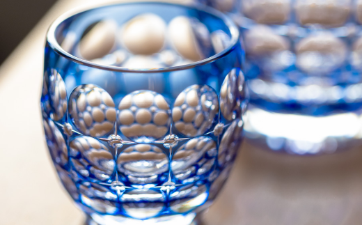 伝統工芸士作カガミクリスタルの江戸切子 冷酒杯〈紫陽花〉T535-2684-CCB