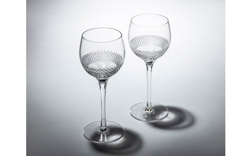 カガミクリスタルの江戸切子 ペアワイングラス〈帯〉KWP84-2901