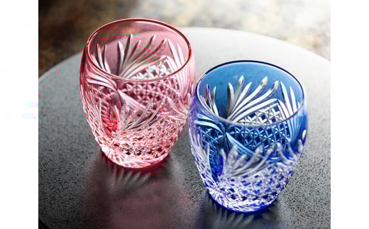 カガミクリスタルのペアロックグラス(鹿角)TPS752-2964-AB