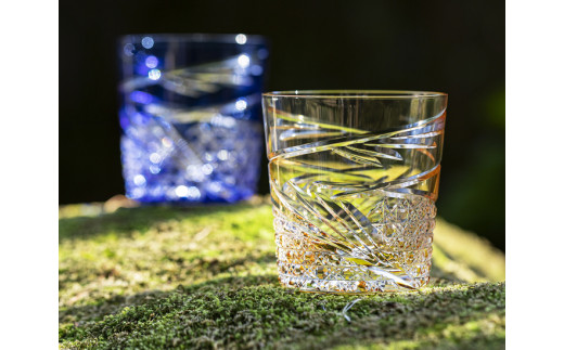 カガミクリスタルのロックグラス舞(黄)T577-2944-CUM