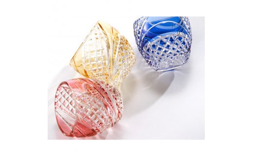 カガミクリスタルの江戸切子 冷酒杯〈魚子流し紋〉紫　T535-2044-CMP