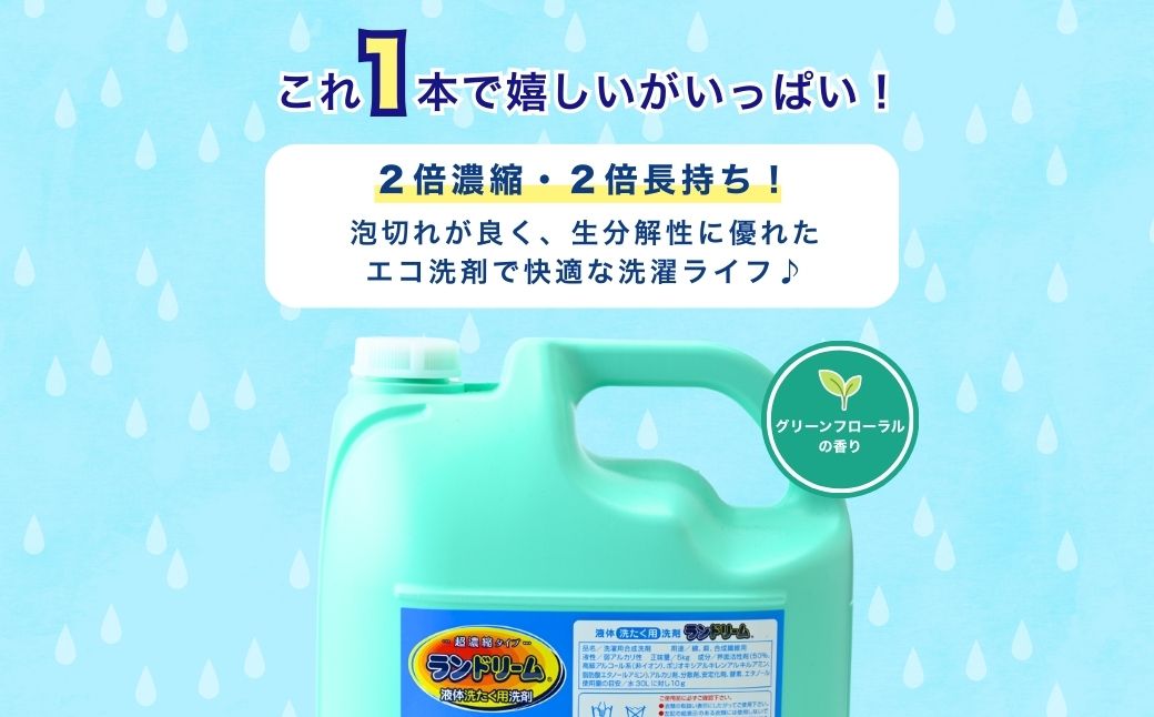 濃縮洗濯洗剤 ランドリーム 5kg (5kg×1個) 業務用 詰め替え