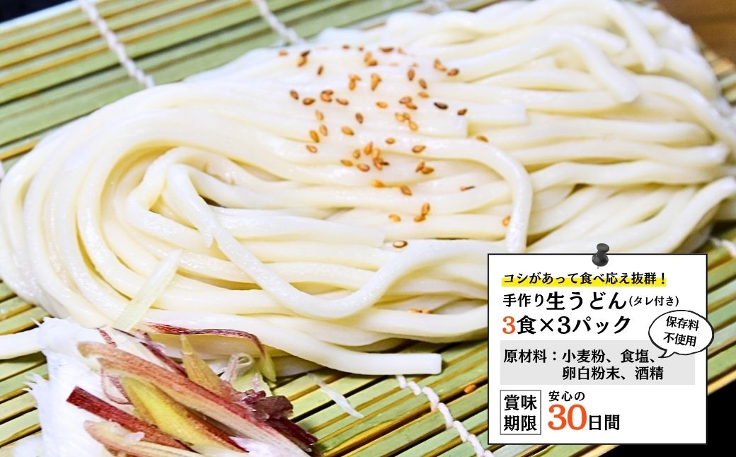龍ケ崎名物 手造りの生うどん[(麺150g×3食・つゆ1パック)×3袋]
