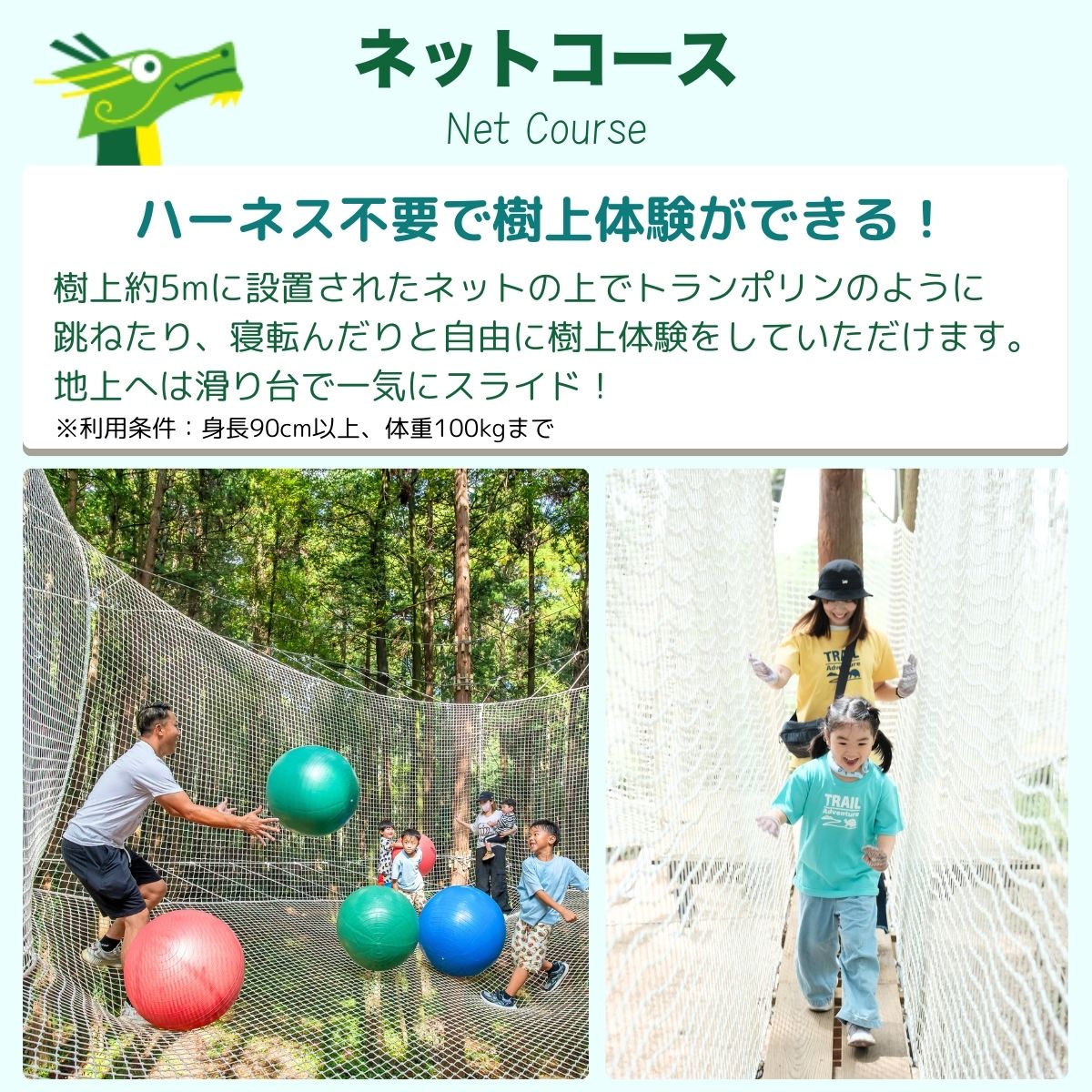 ～五感で楽しむ自然体験～フォレストアドベンチャー・龍ケ崎 ネットコース60分 １人分利用チケット