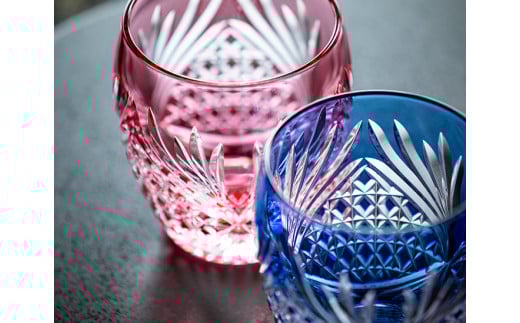 カガミクリスタルのペアロックグラス(鹿角)TPS752-2964-AB