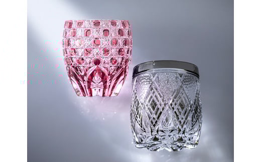伝統工芸士作カガミクリスタルのロックグラス〈彩華〉 T792-3012-CAU