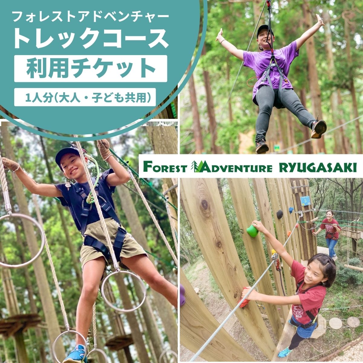 ～五感で楽しむ自然体験～フォレストアドベンチャー・龍ケ崎 トレックコース90分 １人分利用チケット