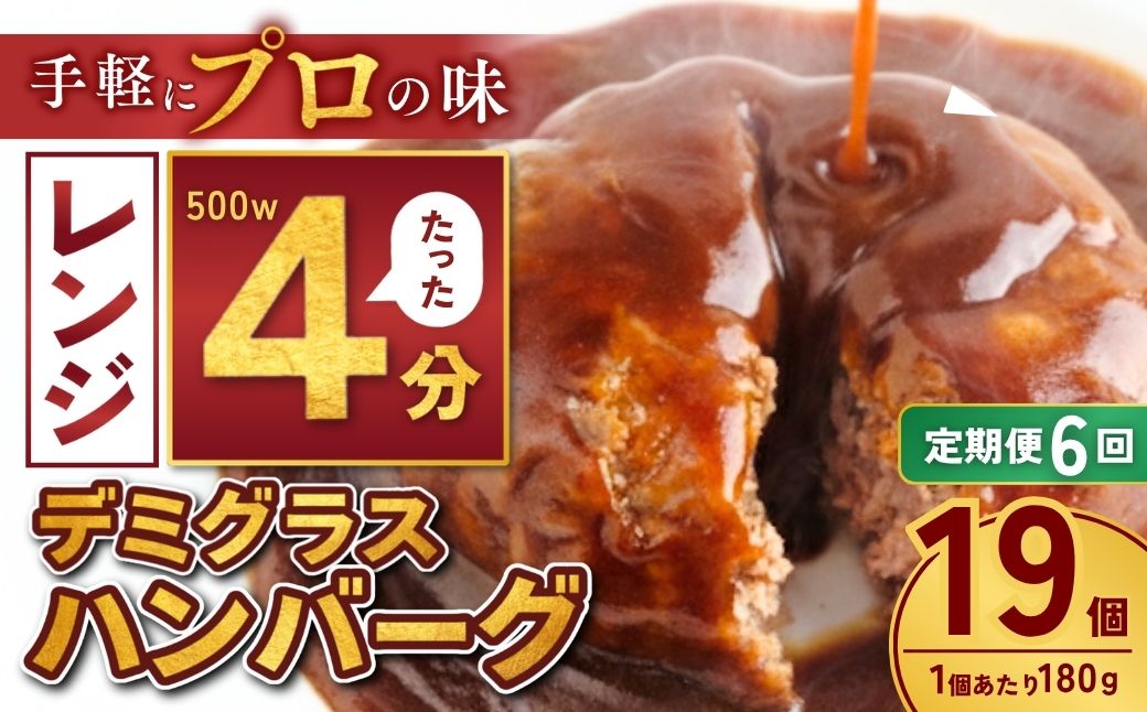 【定期便6回】本格デミグラス ハンバーグ 180g×19個 計3.4kg | 冷凍 小分け ハンバーグ デミグラスソース 牛 豚 惣菜 レンジ レンチン 湯煎 温めるだけ 簡単調理 小分け 茨城県 龍ケ崎市