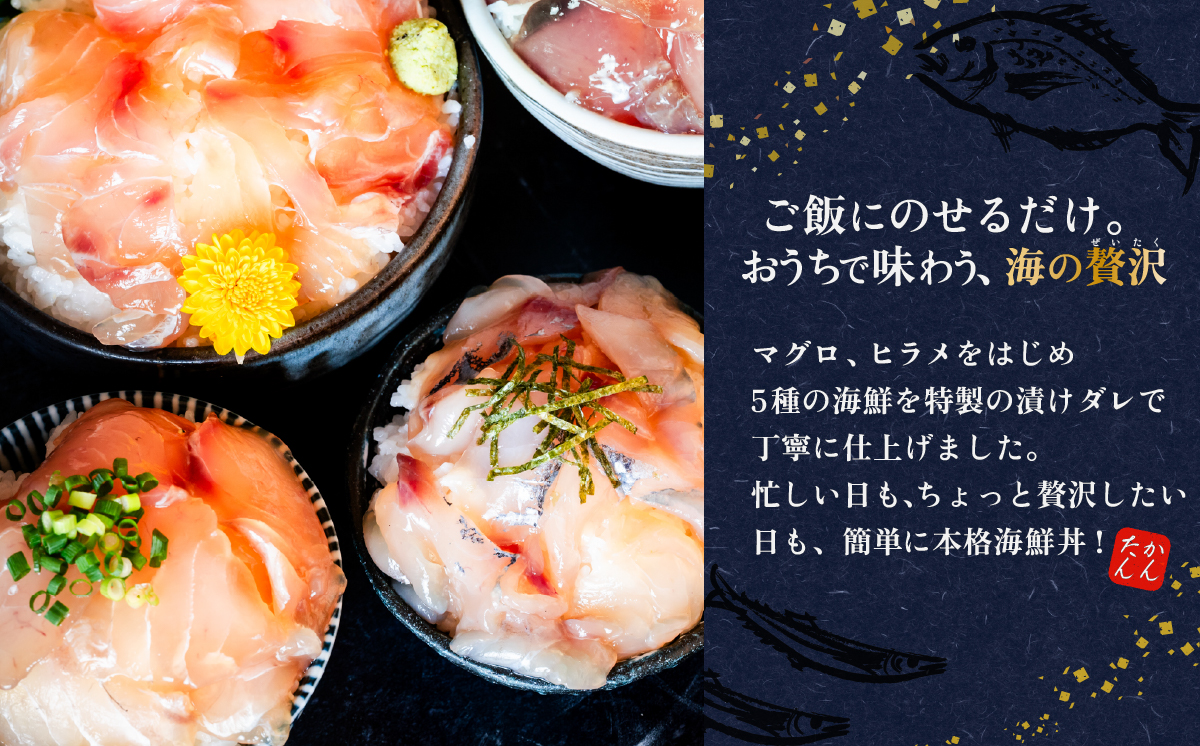 海鮮漬け丼5種セット 5パック マグロ ヒラメ 海鮮丼 5パック | 5,000円