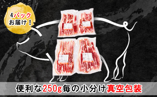 国産豚肉 バラスライス 1kg  ( 250g × 4パック / 小分け 真空包装 ) 【 下妻工場直送 】【 豚肉 バラスライス パック 小分け 便利 国産 料理 ポーク ぶたにく 国産豚 人気 ランキング マルリン 】 1kg (250g×4パック)｜寄付金額：7,000円