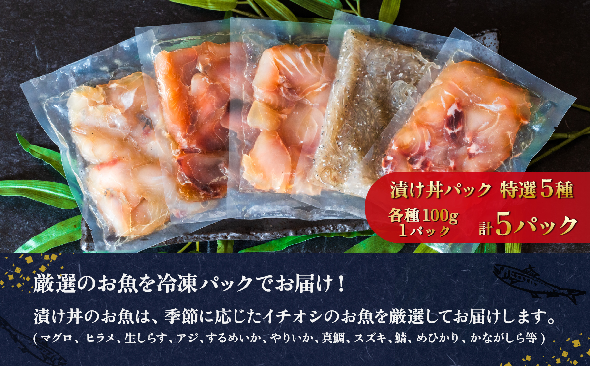 海鮮漬け丼5種セット 5パック マグロ ヒラメ 海鮮丼 5パック | 5,000円