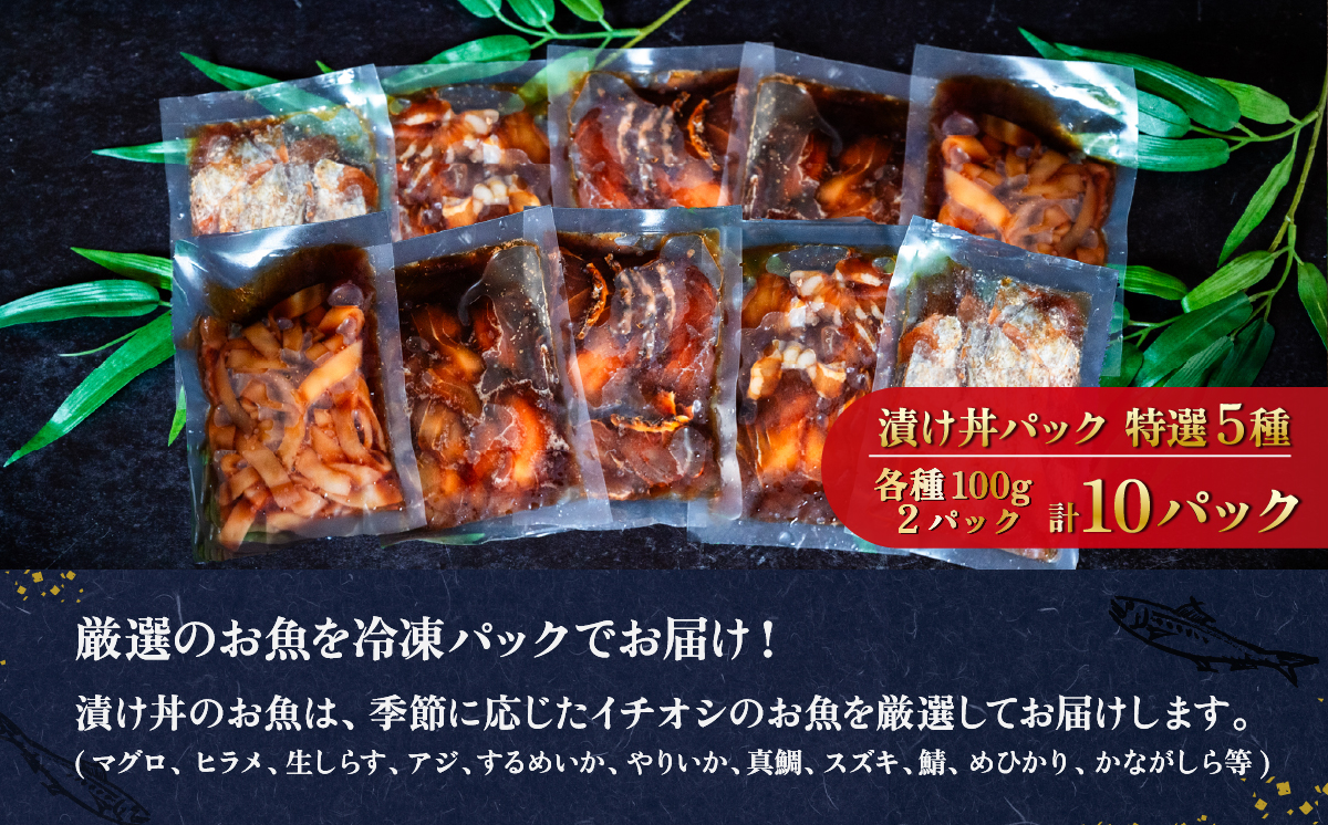 海鮮漬け丼5種セット 10パック マグロ ヒラメ 海鮮丼 10パック | 10,000円