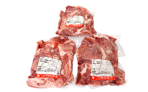 【 6ヶ月連続お届け 】国産豚肉 こま切れ 1.5kg （ 500g × 3パック / 小分け 真空包装 ）【 下妻工場直送 】【 国産 豚肉 こま切れ 豚 料理 豚こま 豚肉 小分け 定期便 便利 ポーク マルリン 】