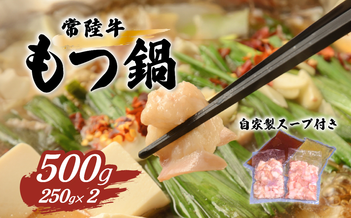 常陸牛 もつ鍋セット 500g 【 国産 スープ 脂 おかず 冷凍 人気 お取り寄せ モツ鍋 茨城県下妻市 】[SZR]