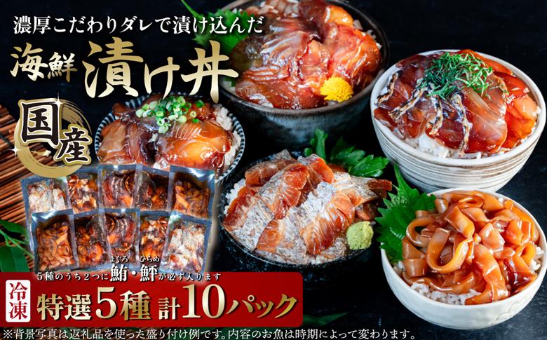 海鮮漬け丼5種セット 10パック マグロ ヒラメ 海鮮丼 10パック | 10,000円