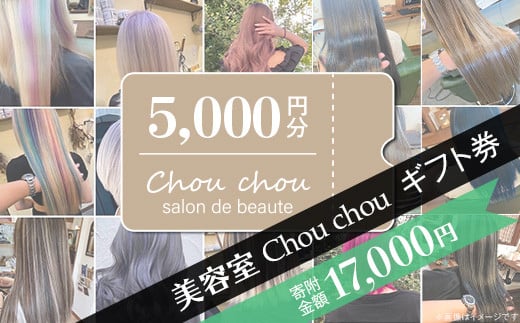 美容室 Chou chou ギフト券 （ 5,000円分 ）【 美容室 美容院 美容体験 ヘアサロン ヘアカット 利用券 ギフト券 美容 髪 シャンプー トリートメント ヘアスタイル 】