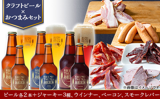 【 クラフトビール × おつまみセット 】 ビール6本 ジャーキー3種 ウインナー ベーコン スモークレバー 【 ビール クラフトビール ポークジャーキー ビーフジャーキー ソフトジャーキー 手作りジャーキー 飲み比べ ソーセージ スライスベーコン ベーコン スモークレバー レバー 宅飲み おつまみセット ビール飲み比べ おつまみ 】