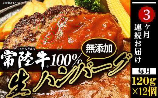 生ハンバーグ 120g × 12個 【 常陸牛 】 100％ 【 3ヶ月連続お届け 】【ハンバーグ 生ハンバーグ 常陸牛 冷凍 牛肉 贅沢 黒毛和牛 おかず 惣菜 便利】[SZR]