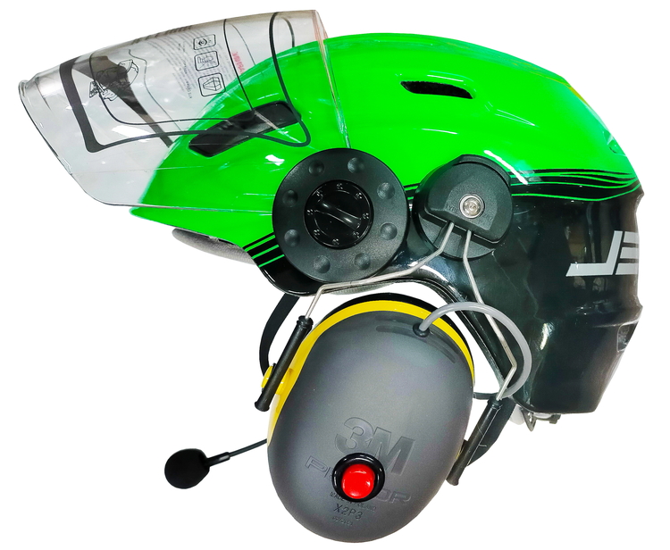モーターパラグライダー用通信システム搭載ヘルメット JetCom
