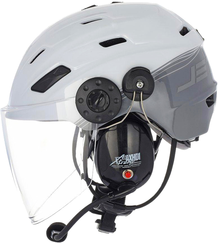 モーターパラグライダー用通信システム搭載ヘルメット JetCom