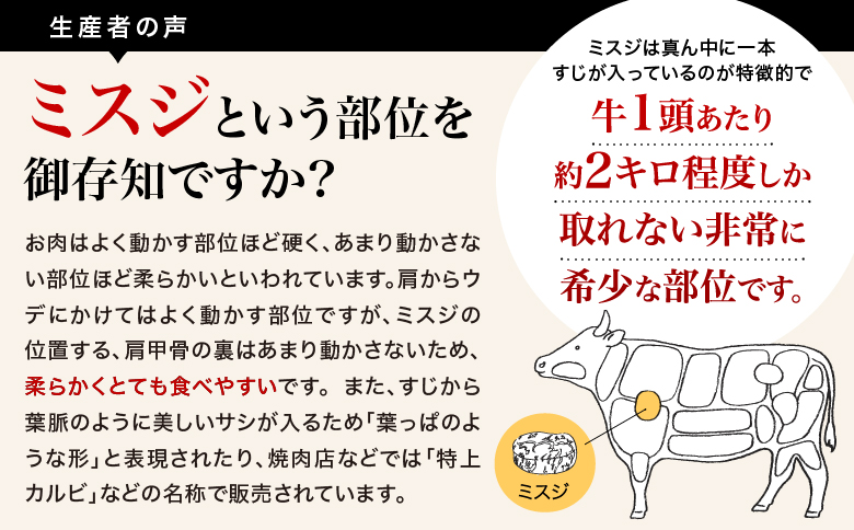 【茨城県共通返礼品】茨城県産【常陸牛】ミスジステーキ500ｇ（3枚～5枚）