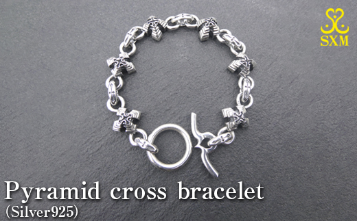 Pyramid cross bracelet ピラミッド クロス ブレスレット ｜ 腕輪 シルバー アクセサリー 十字架 モチーフ 925 ブレス ハンドメイド ジュエリー アクセ ファッション 人気 シンプル ギフト プレゼント 年末年始 お中元 お歳暮 内祝い 快気祝い