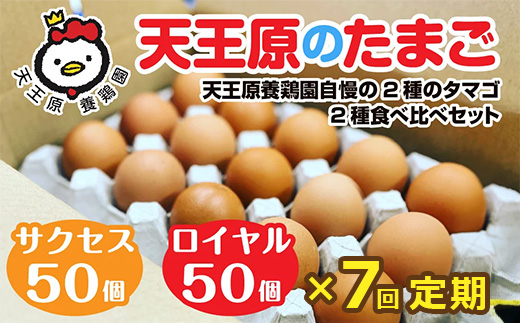 【定期便】7回定期 【天王原のたまご】 サクセス卵50個/ロイヤル卵50個【定期便 7回定期便 セット たまご 卵 玉子 タマゴ 濃厚 ハリ 弾力 ボリューム 甘味 旨味 卵黄 風味 生 コク 甘味 卵かけご飯 卵焼き 目玉焼き オムレツ 茶碗蒸し お菓子作り パンの材料】