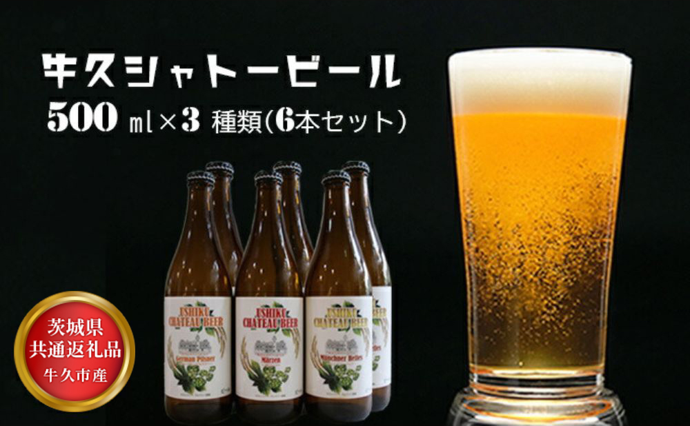 【茨城県共通返礼品】牛久市産 牛久シャトービール3種類（6本セット）