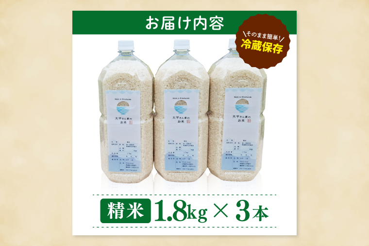 農家のお米～にじのきらめき～ ペットボトル米３本セット【お米 米 コメ こめ こしひかり 北茨城市 茨城県】(DF001)