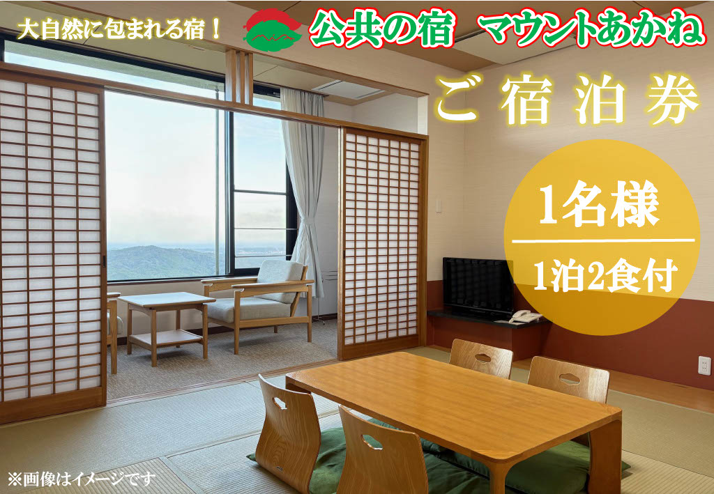 客室から太平洋が一望できる！公共の宿マウントあかね【1名様1泊2食ご宿泊券】★和室8畳またはツイン★(AB201)