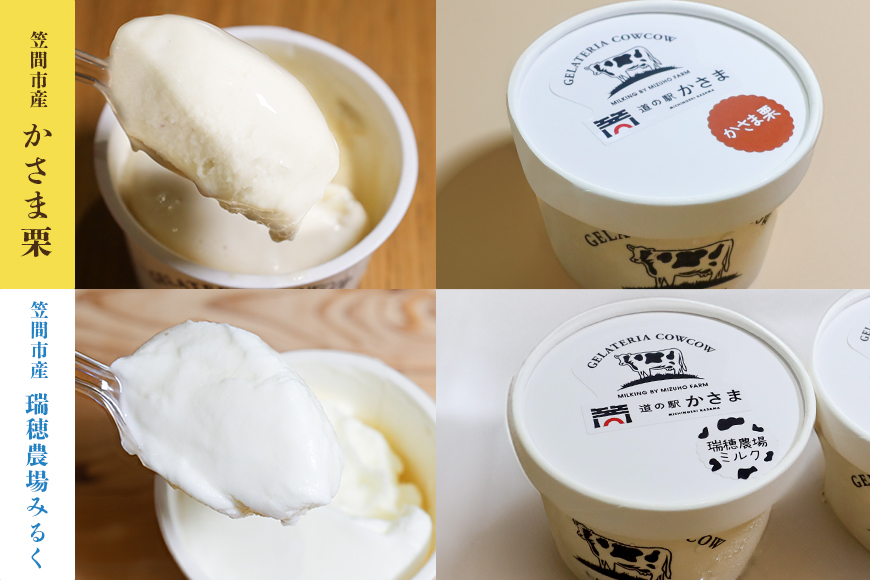 笠間市 ジェラート ミルク 笠間くり 2種詰め合わせ 12個セット 道の駅かさま