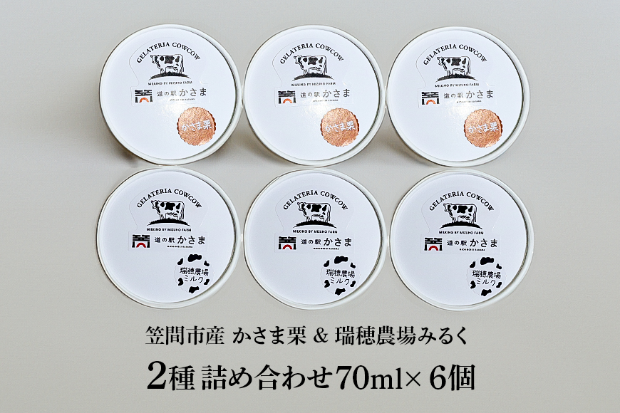 笠間市 ジェラート ミルク 笠間くり 2種詰め合わせ 6個セット 道の駅かさま