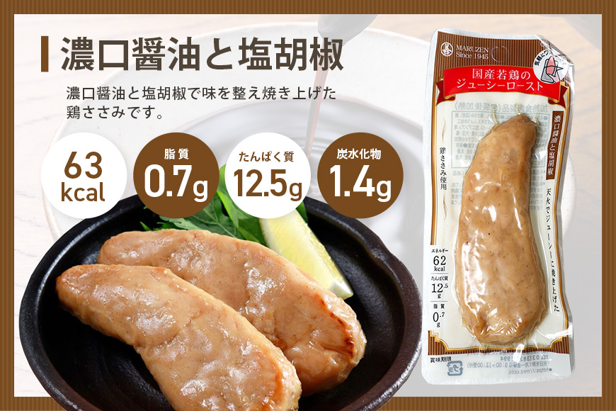 国産若鳥のジューシーロースト 選べる4種類 1本タイプ×20本（1kg） 濃口醤油と塩胡椒