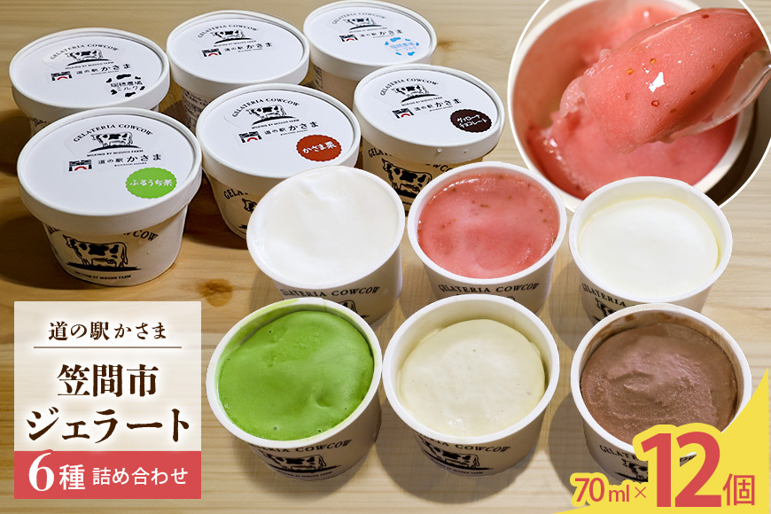 笠間市 ジェラート 6種詰め合わせ 12個セット 道の駅かさま