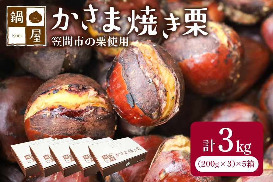 焼き栗 栗 3kg (5箱) 国産 個包装 くり 和栗 甘栗 冷凍 ギフト プレゼント 父の日 母の日 和栗 スイーツ 和栗 甘栗 栗きんとん モンブラン やきぐり 焼栗 鍋屋本店 先行予約 笠間 茨城県 いばらき