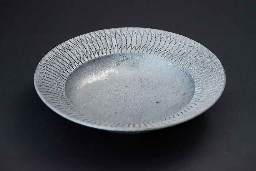 陶芸家 「沖 誠」作　バーク 8寸　リム鉢【笠間焼】