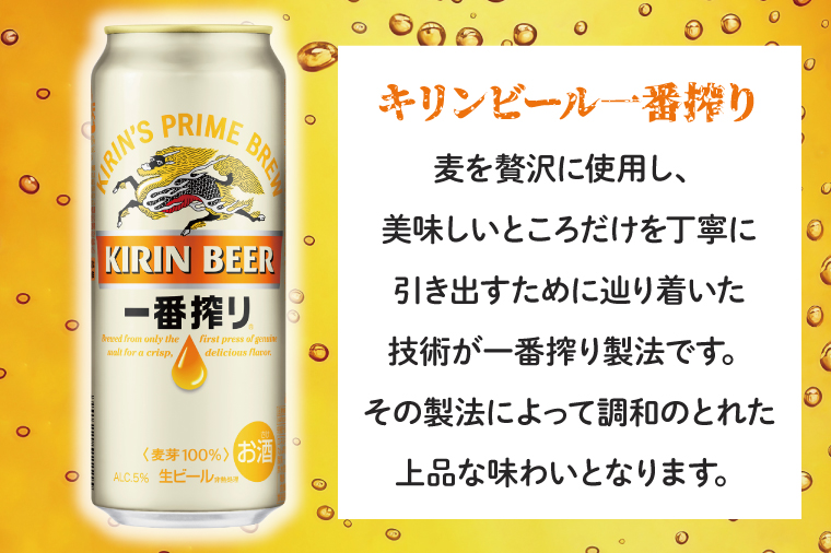 キリンビール取手工場産 キリン一番搾り 500ml缶-24本×2ケース|KIRIN 麒麟 ビール 一番搾り 生ビール 茨城県 取手市（AB074-1）