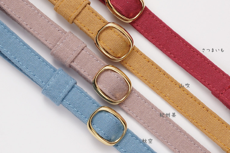 ぽぽねこ 猫首輪 MUJIコットンプレーン セイフティバックル・鈴付き・ハゲにくい・ペット用品（BP007）