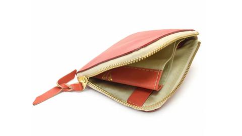 【サイフ工房ANDOU】L型ファスナー小銭入れ＜カラー：オレンジレッド＞ 財布 さいふ ウォレット コインケース ミニ財布 コンパクト ミニ 日本製 贈り物 ギフト プレゼント 記念日 誕生日