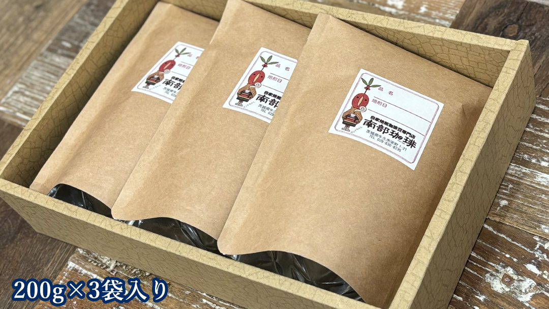 【 3ヶ月 連続 定期便 】 南部珈琲 ブレンド  200g × 3袋 計9点 コーヒー豆 コーヒー ブレンド 焙煎 人気 新鮮 定期便 頒布会