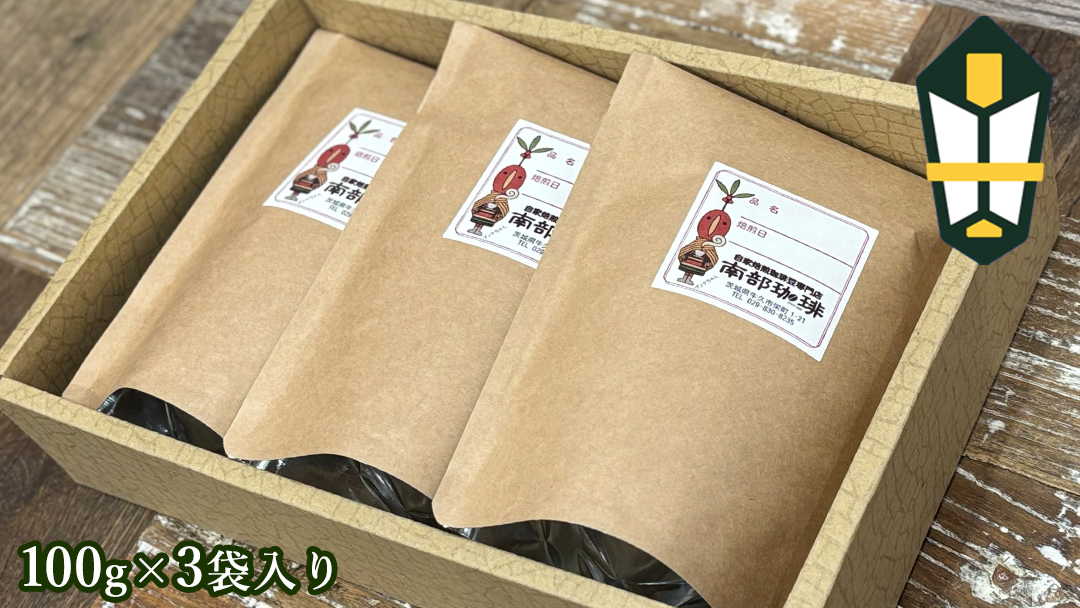 【 お中元 熨斗付 】南部珈琲 ブレンド 100g × 3袋 珈琲 コーヒー 豆 小分け 少量 ブラジル コロンビア エチオピア インドネシア 熨斗 ギフト 中元 贈り物 贈答