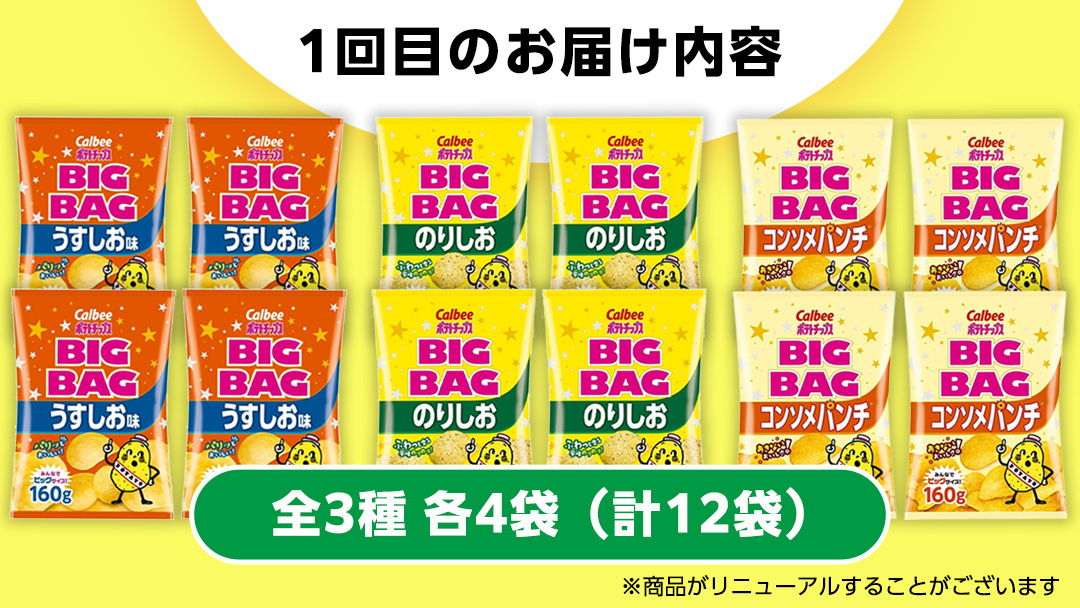 【 スナック菓子 3ヶ月 定期便 】 カルビー 湖池屋 人気 48袋 詰め合わせ バラエティ セット スナック ポテトチップス ポテチ ポテトチップ 菓子 お菓子 おかし おやつ おつまみ 大量 BIGBAG 堅あげポテト のりしお うすしお ブラックペッパー 頒布会 ジャガイモ じゃがいも まとめ買い